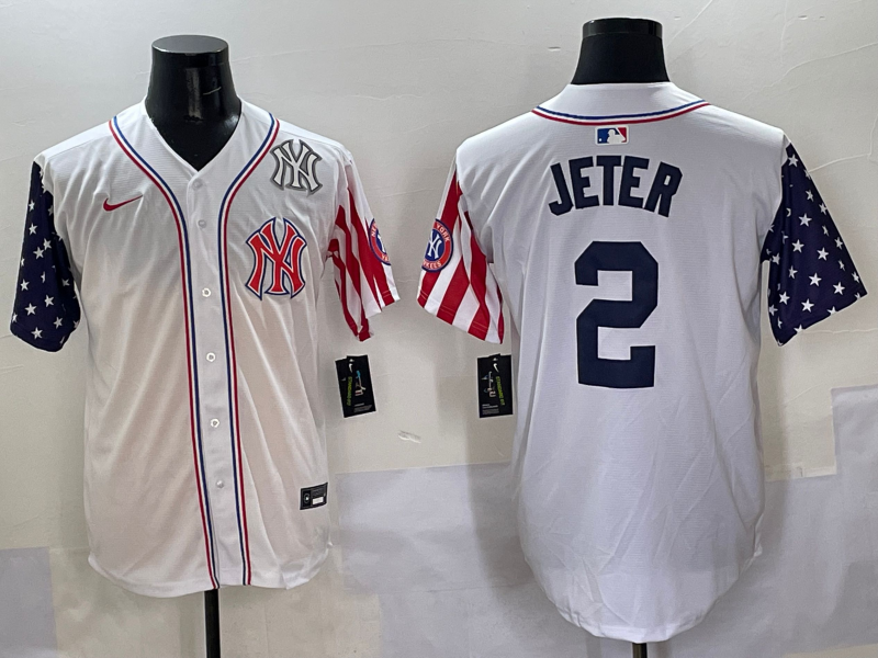 Men 2025 MLB New York Yankees 2 Jeter white jersey style 7
